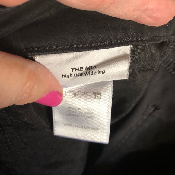 JOE’s Jeans MIA High Rise Coated Denim Wide Leg Cut Off Hem Black Size 29 - Picture 13 of 16